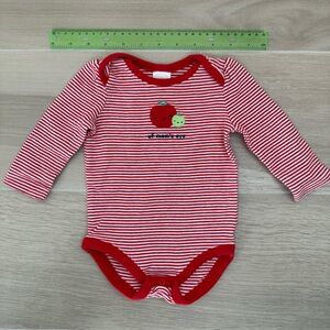 Gymboree Apple Red Striped Baby 3-6 month Onesie